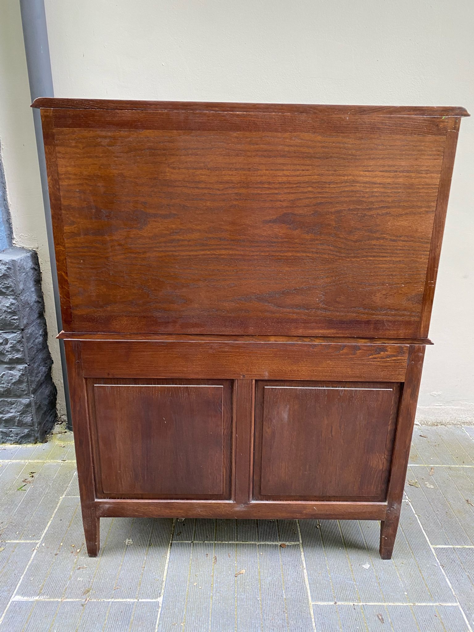 Antique solid wood secretary desk, handcrafted cabinetry.