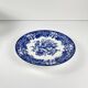 Set of 10 blue earthenware dessert plates with floral and bird decoration