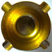 Three "vintage" bronze ashtrays with golden natural patina forming mortars with their drumsticks