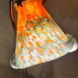 Bronze lamp, art nouveau brass 50x30 with tulip glass paste