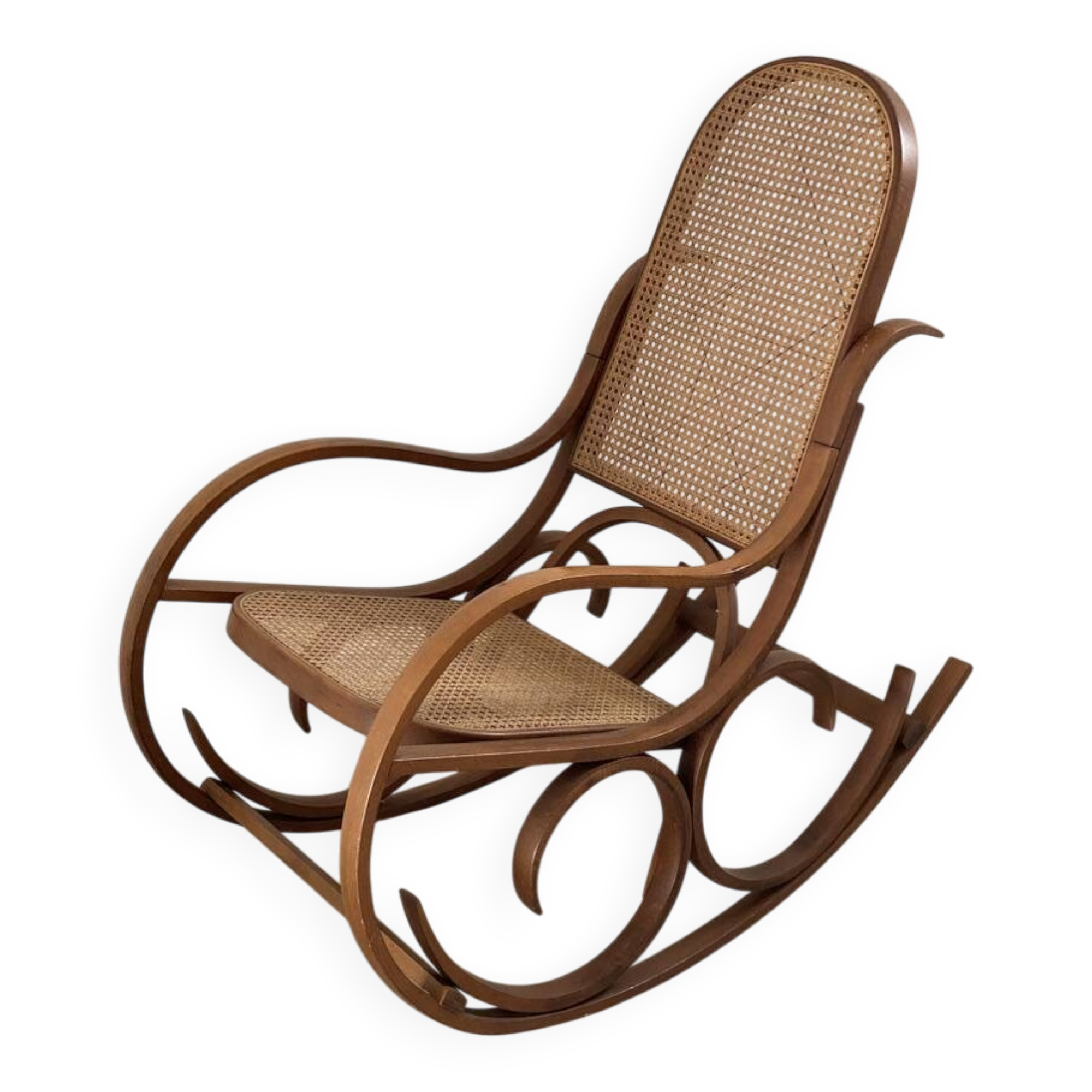 Thonet rocking chair – Bentwood & caning – Vintage – Condition
