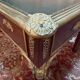 Bureau double plat de style empire en acajou et cuir vert