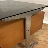 Italian desk from the 70s in smoked glass