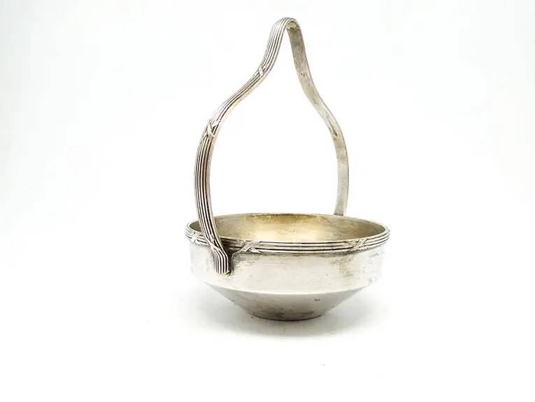 Sugar bowl, eclecticism, silver-plated brass, Bracia Henneberg, Poland, 1920s