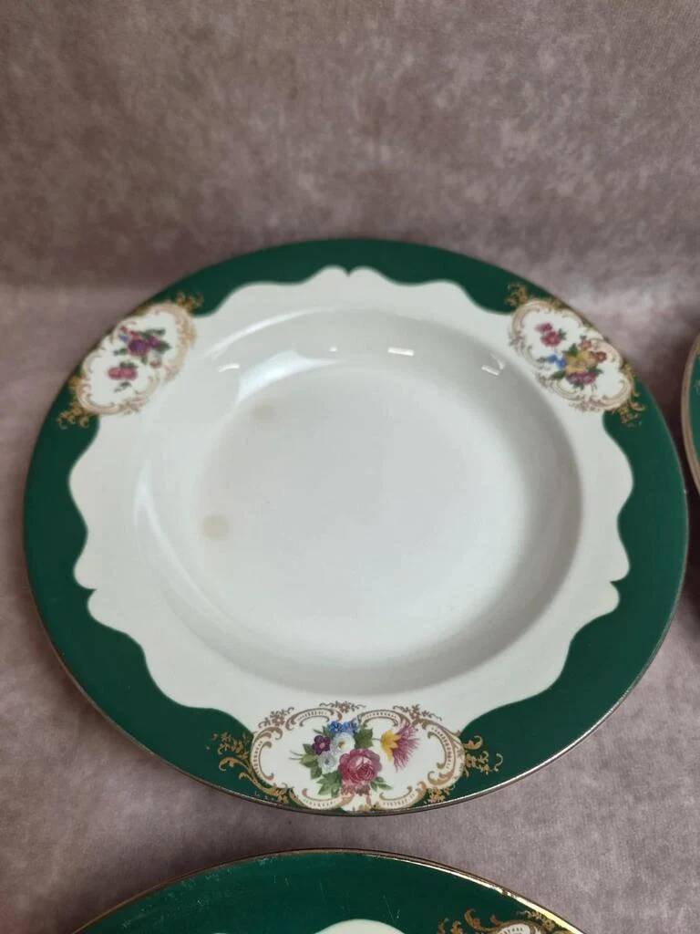 Set of 7 deep plates Digoin Sarreguemines Champagne – Opaque porcelain – Vintage ironstone