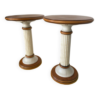 Alabaster and marble pedestal table