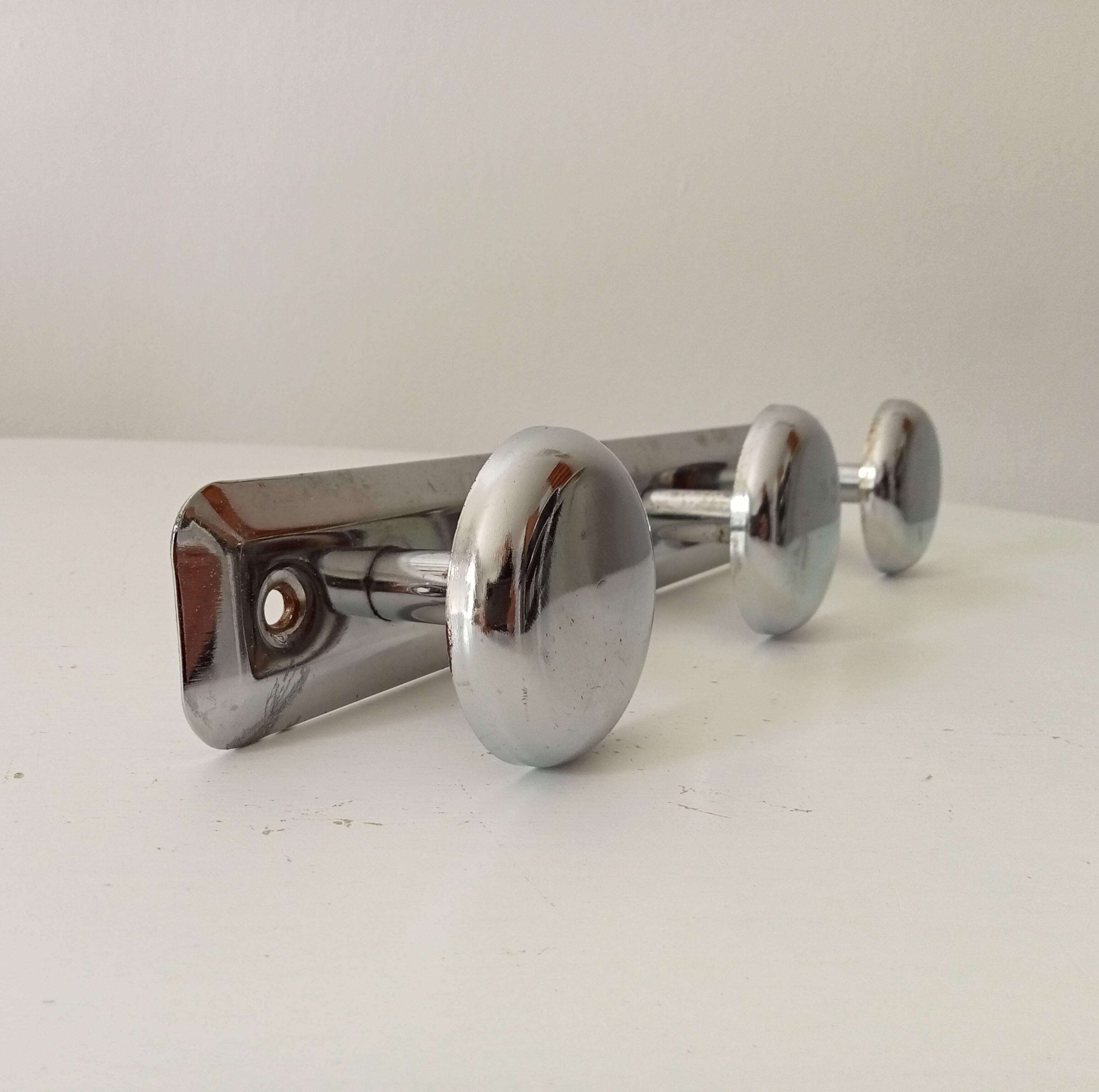 Vintage chrome wall coat rack