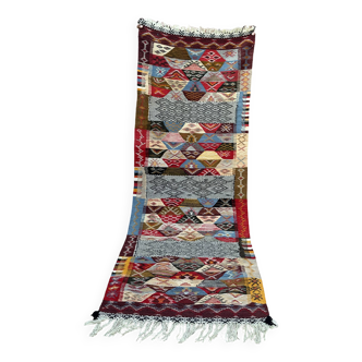 Tapis Kilim contemporain - Taznakht Kilim runner - coureur- Tapis coureur unique - Tapis Berbère