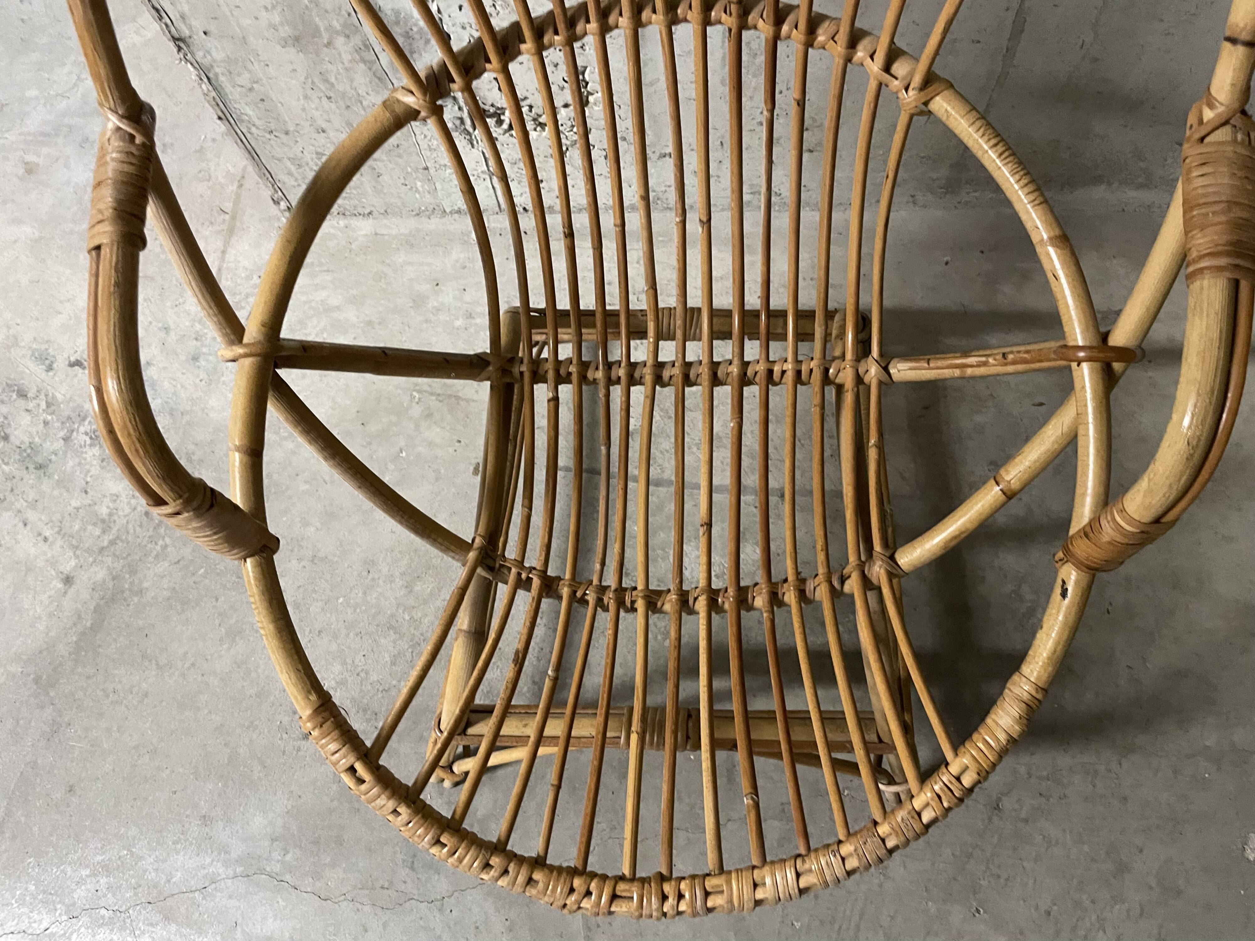 Fauteuil en rotin années 60