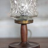 pair of vintage lamps, bedside lamps, glass globe lamps, wooden base, decoration