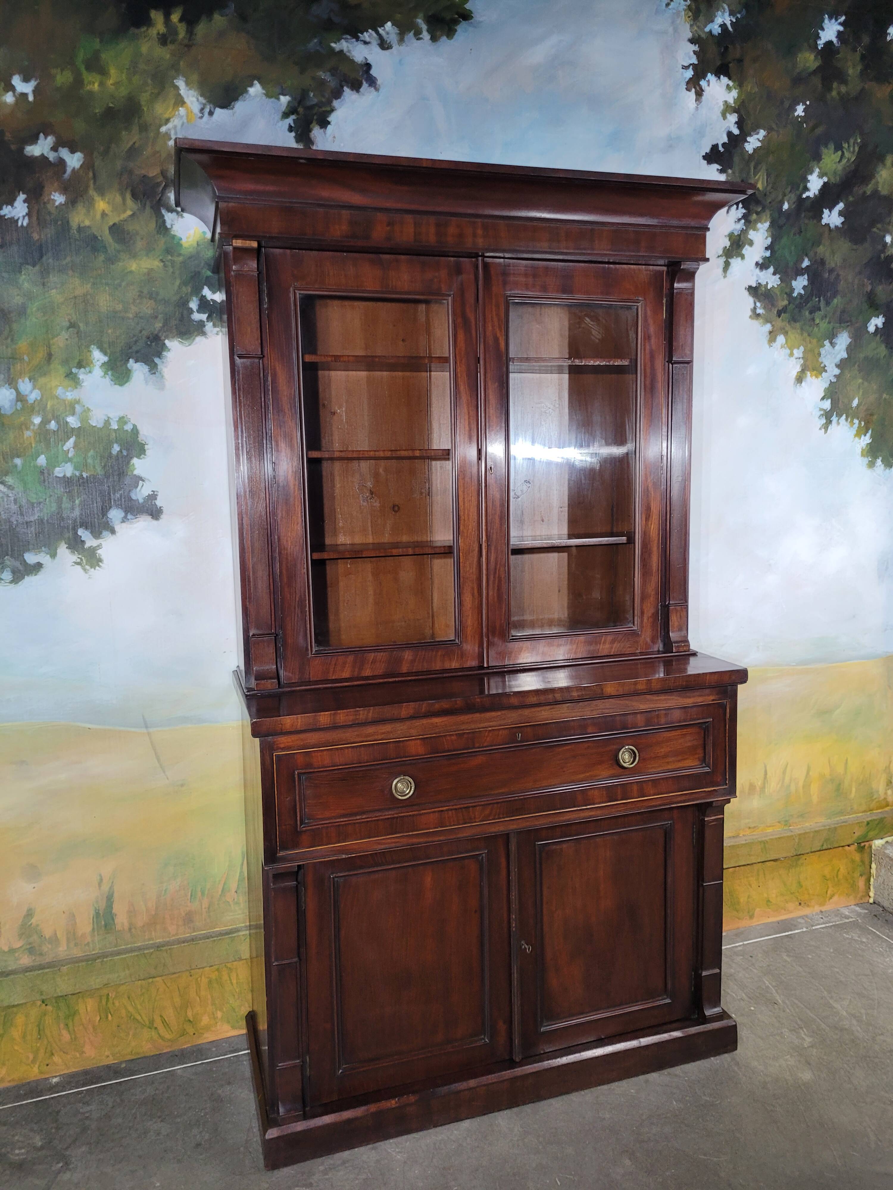 English mahogany desk bookcase