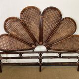 Rosette headboard in vintage rattan and canework