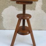 Stool former painter tripod adjustable screw 70s vintage wooden