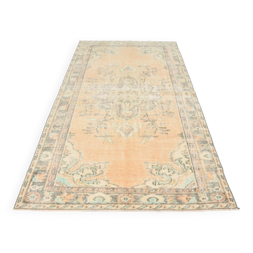 Tapis turc classique vintage jaune clair et crème 5x8, 148x247 cm