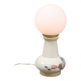 Mid-century Italian Floral Table Lamp in Ceramic and Opaline