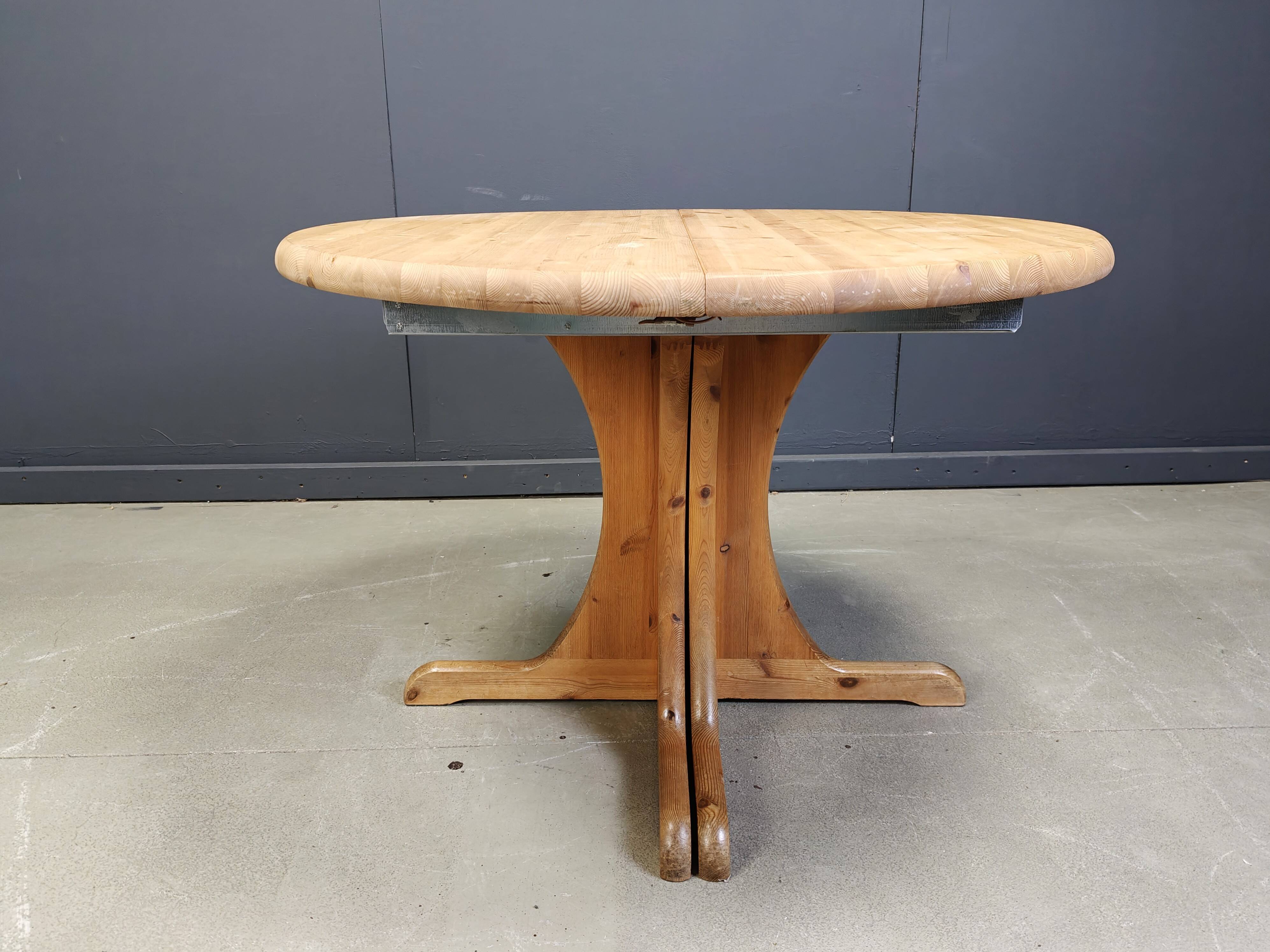 Table de salle à manger extensible XL en pin, style Rainer Daumiller, années 1970