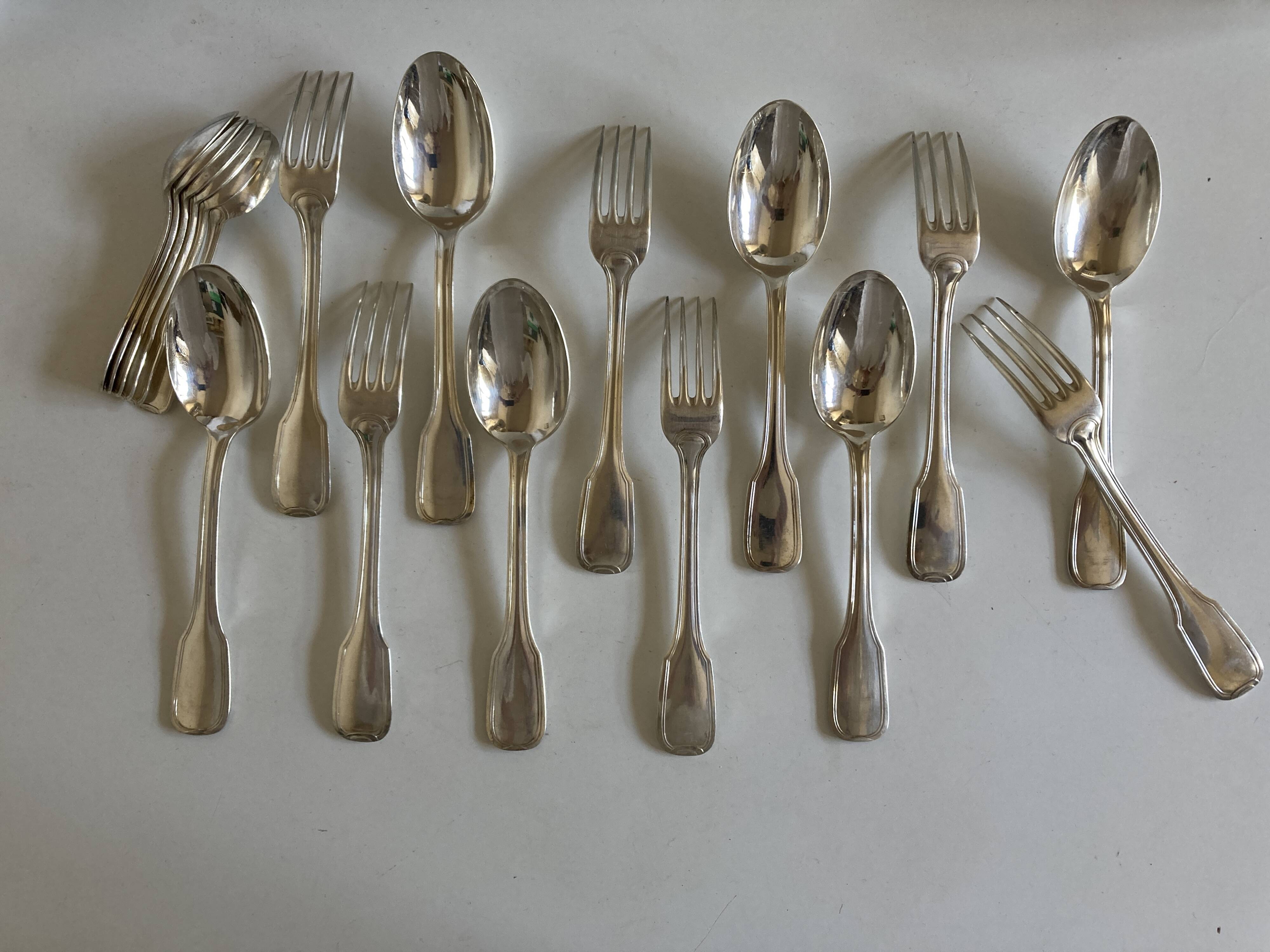 Modernist silver-plated cutlery 6 + 6 + 6