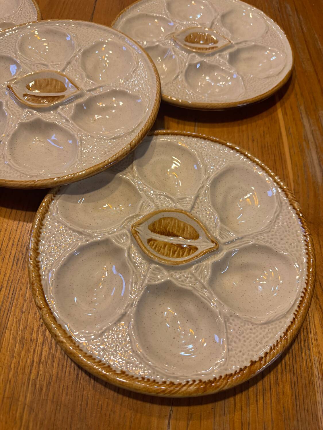 Set of 5 oyster plates Saint-Clément France no. 4589 – Earthenware