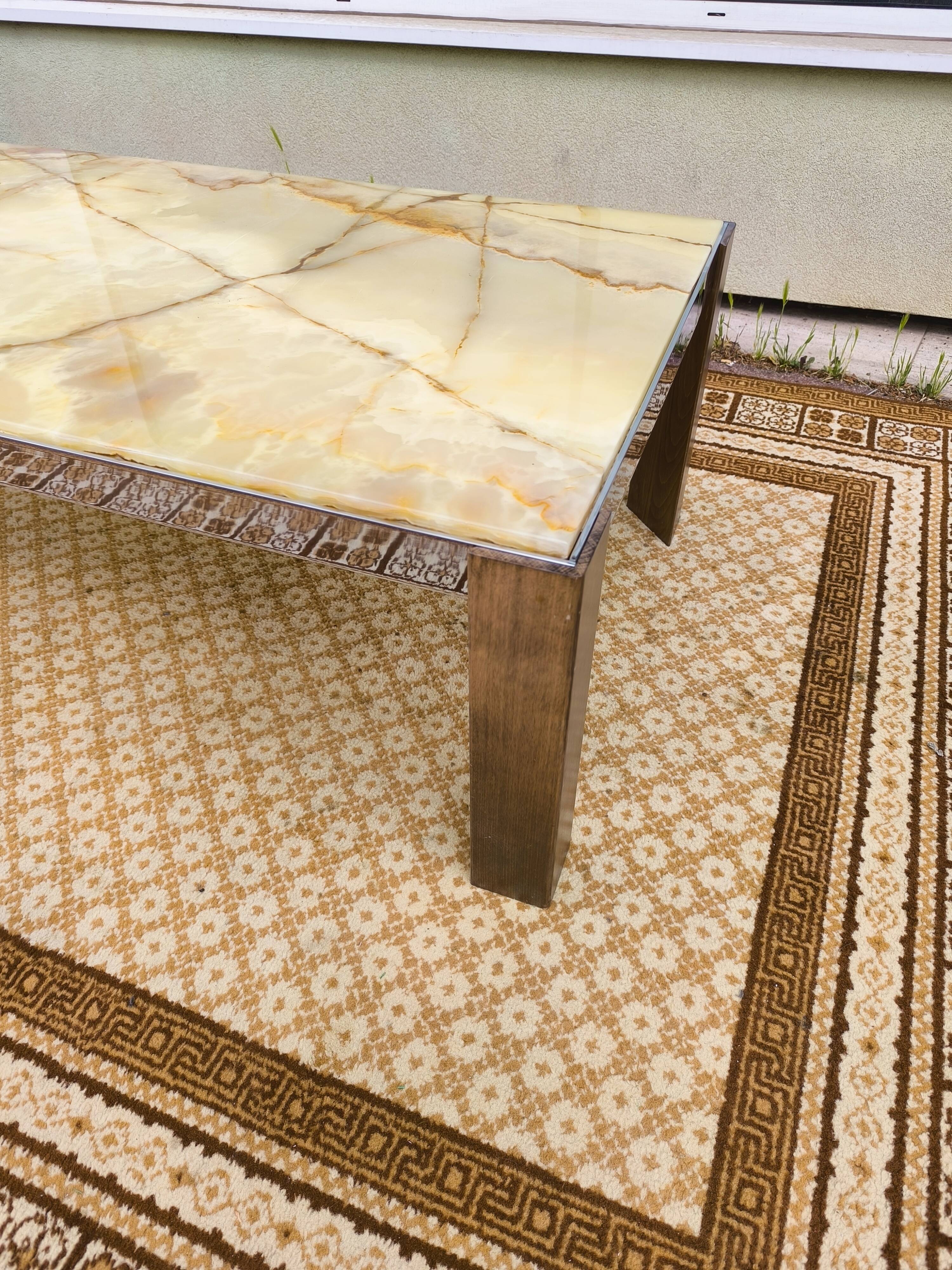 Wood chrome marble coffee table