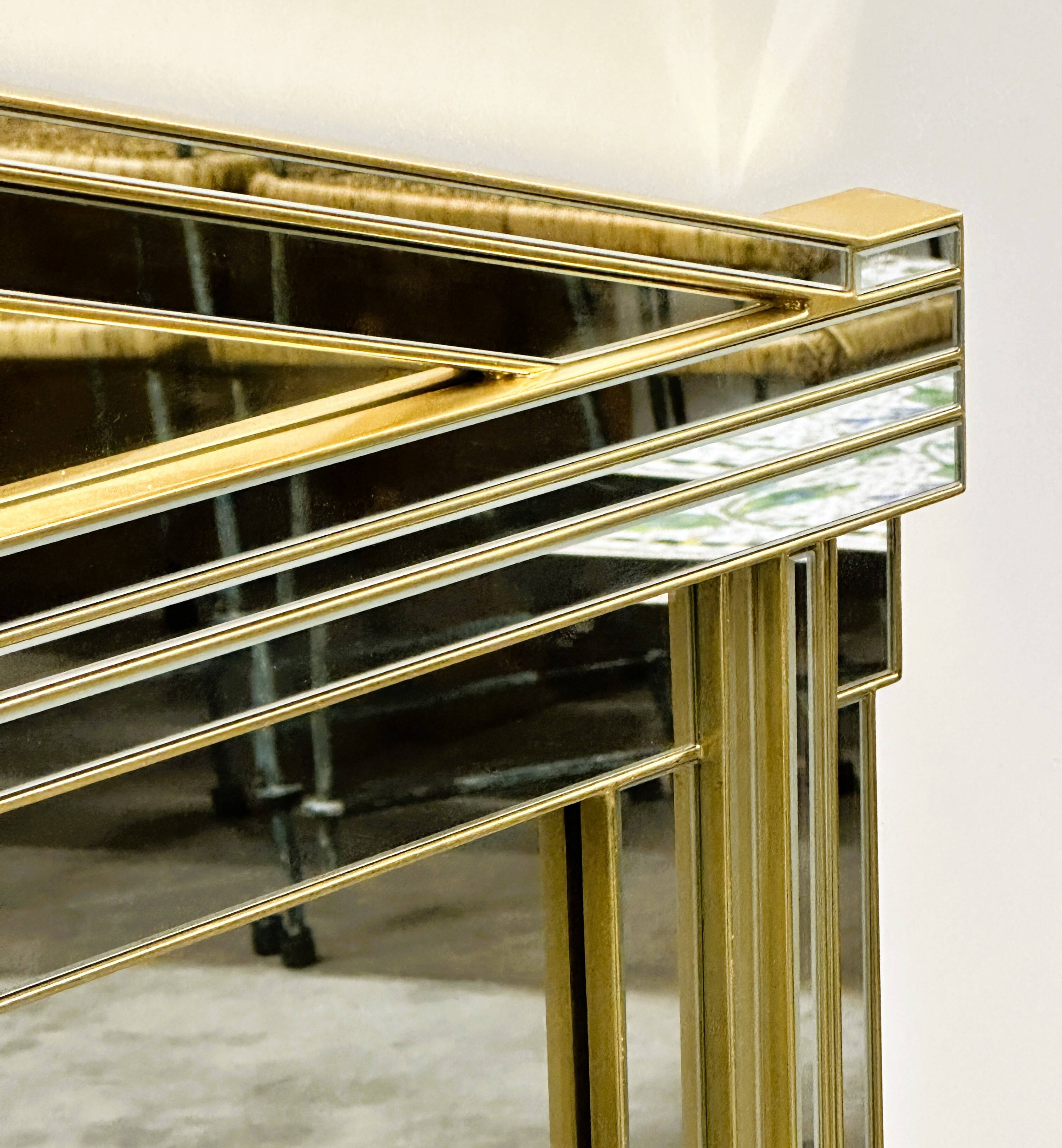 Large Vintage Horizontal Hollywood Regency Mirror by De Knudt, Belgium 1980