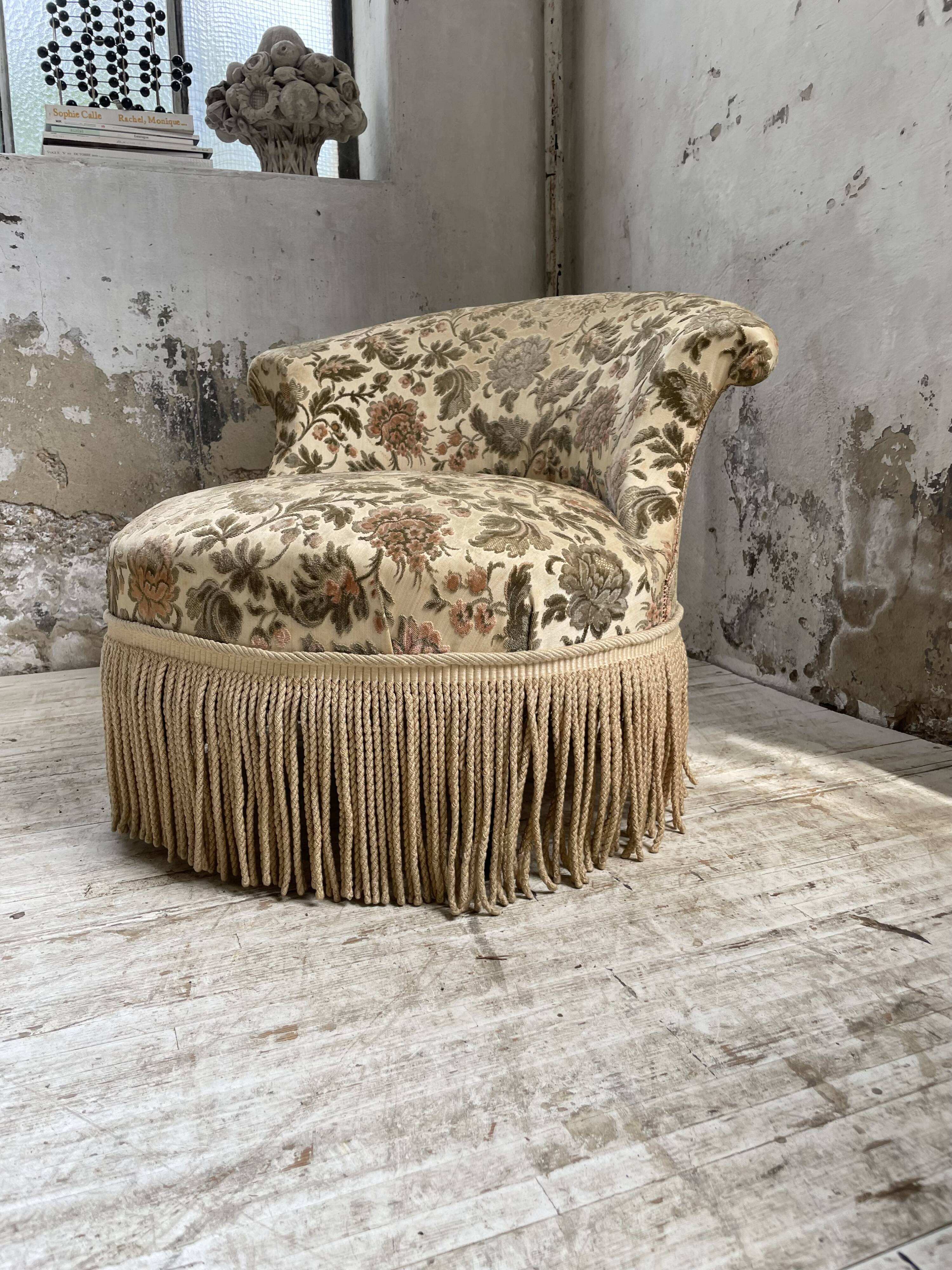 Fauteuil napoléon fleuri XIXème