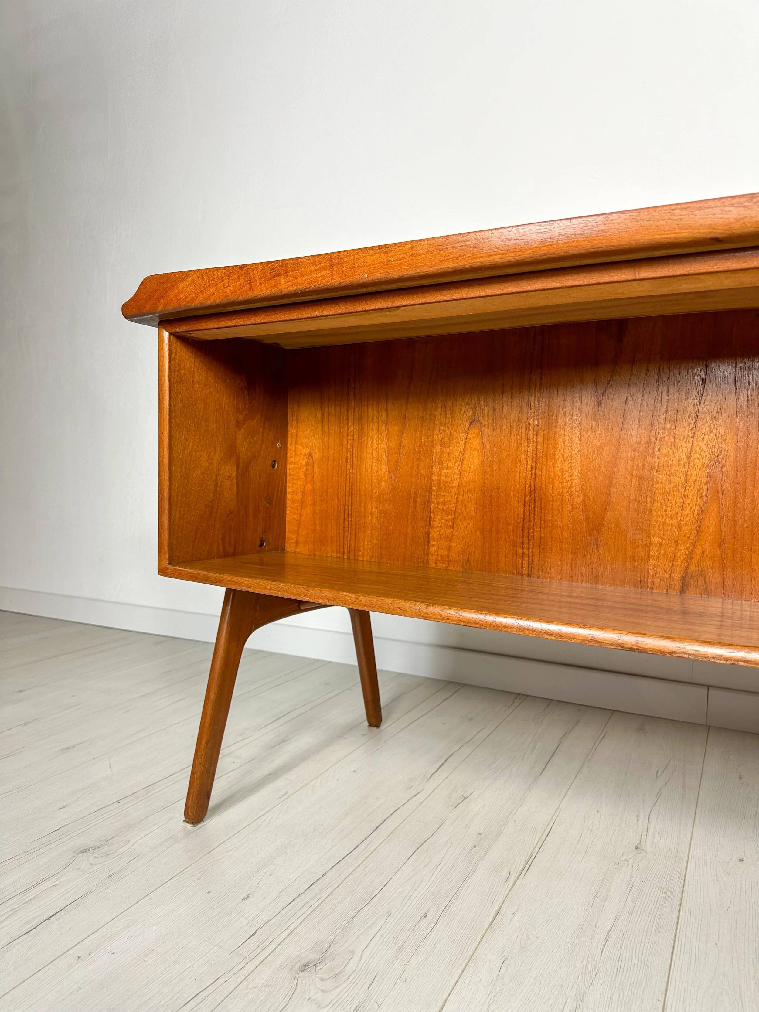 1960s Vintage Curved Teak Writing Desk by Svend Aage Madsen