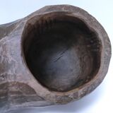 Carved solid wood pencil holder signed vintage