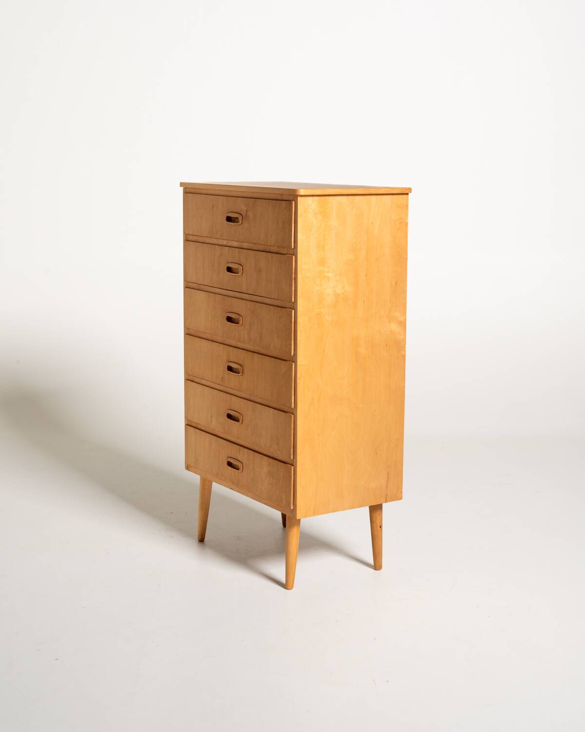 Six-Drawer Birch Chest, Scandinavia, 1950s/60s