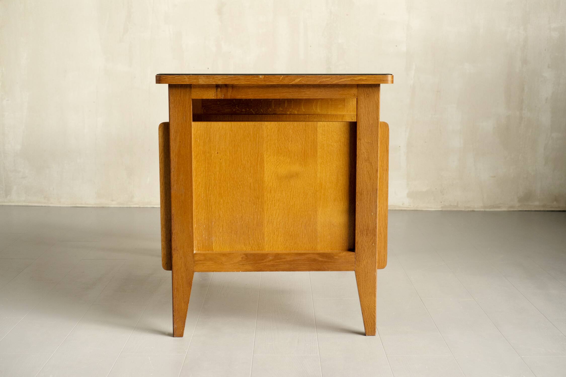 Oak and leather desk, France 1955
