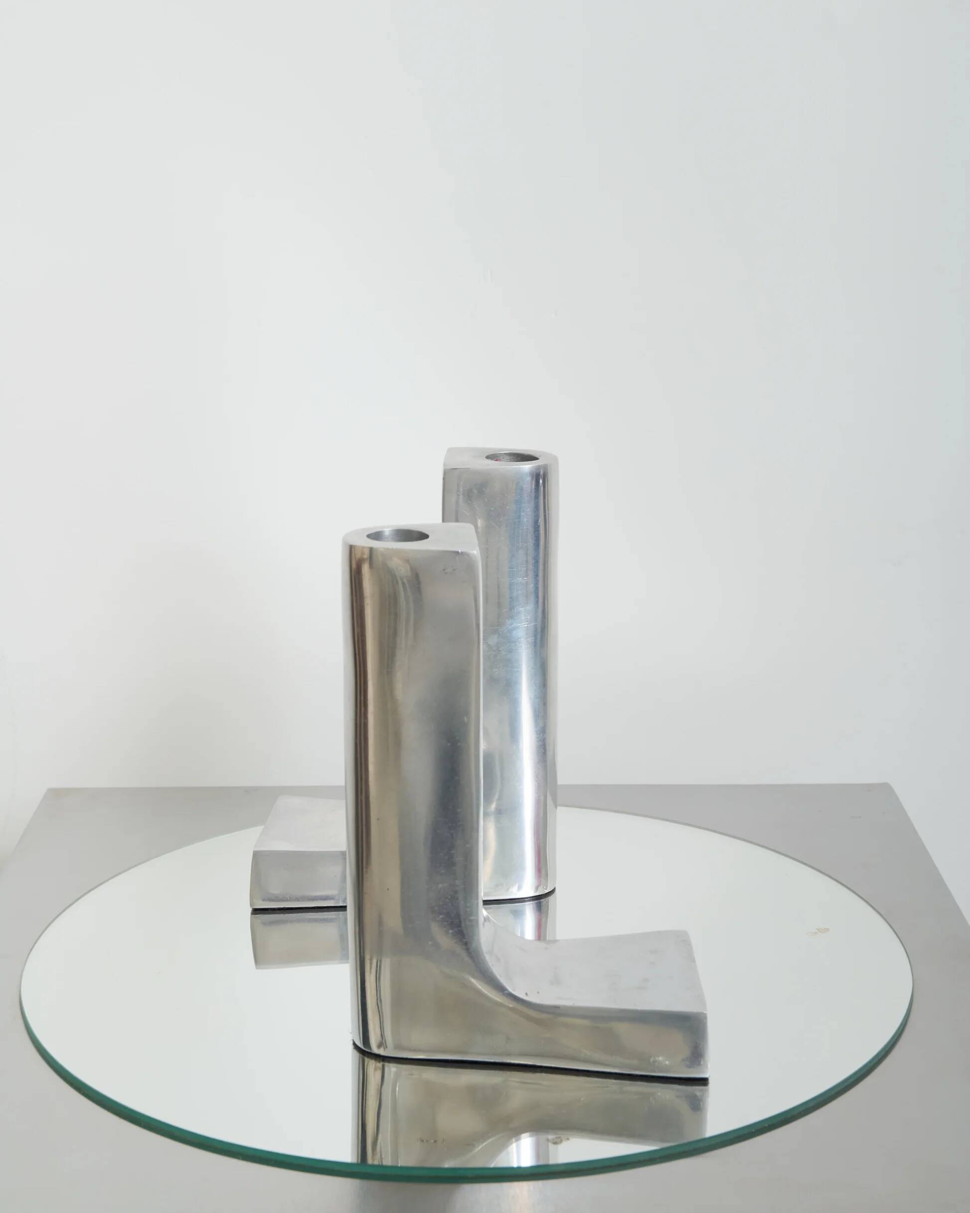 Pair of candlesticks "L", 1970-1980