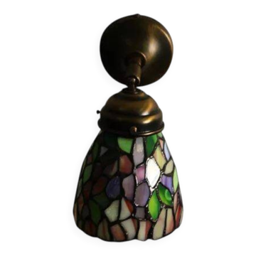 Tiffany lamp, stained glass and tin.