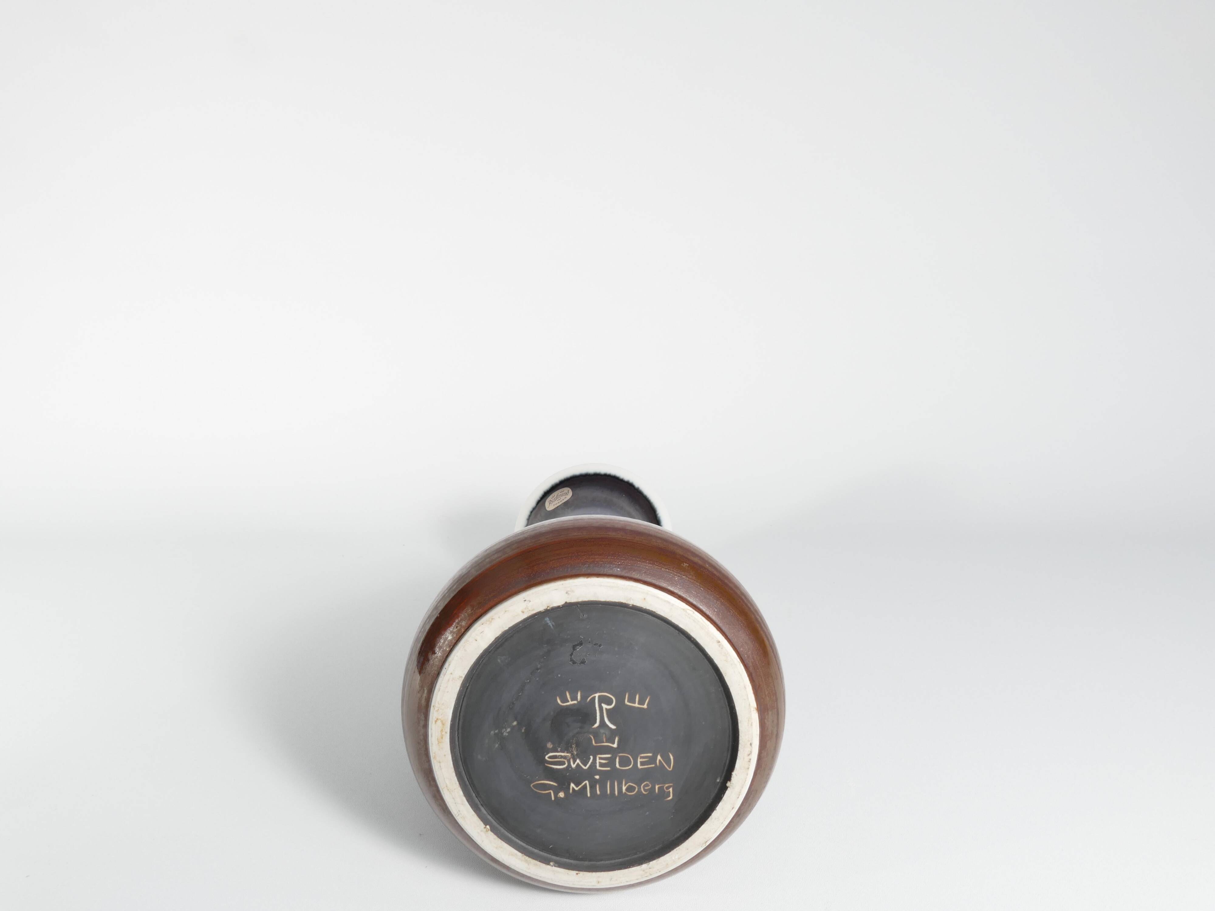 Large Polychrome Stoneware Vase by Gösta Millberg, Rörstrand, Sweden, 1960s