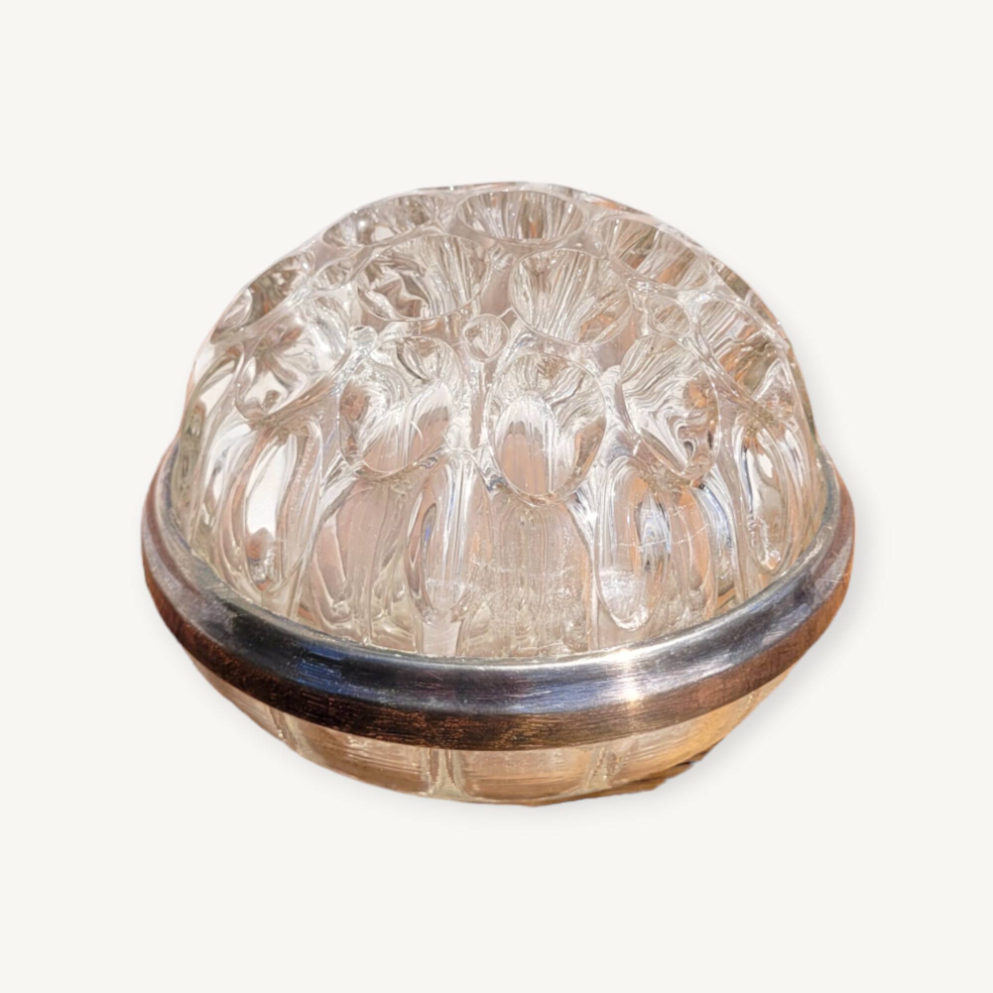 Large flower spike in glass and silver metal