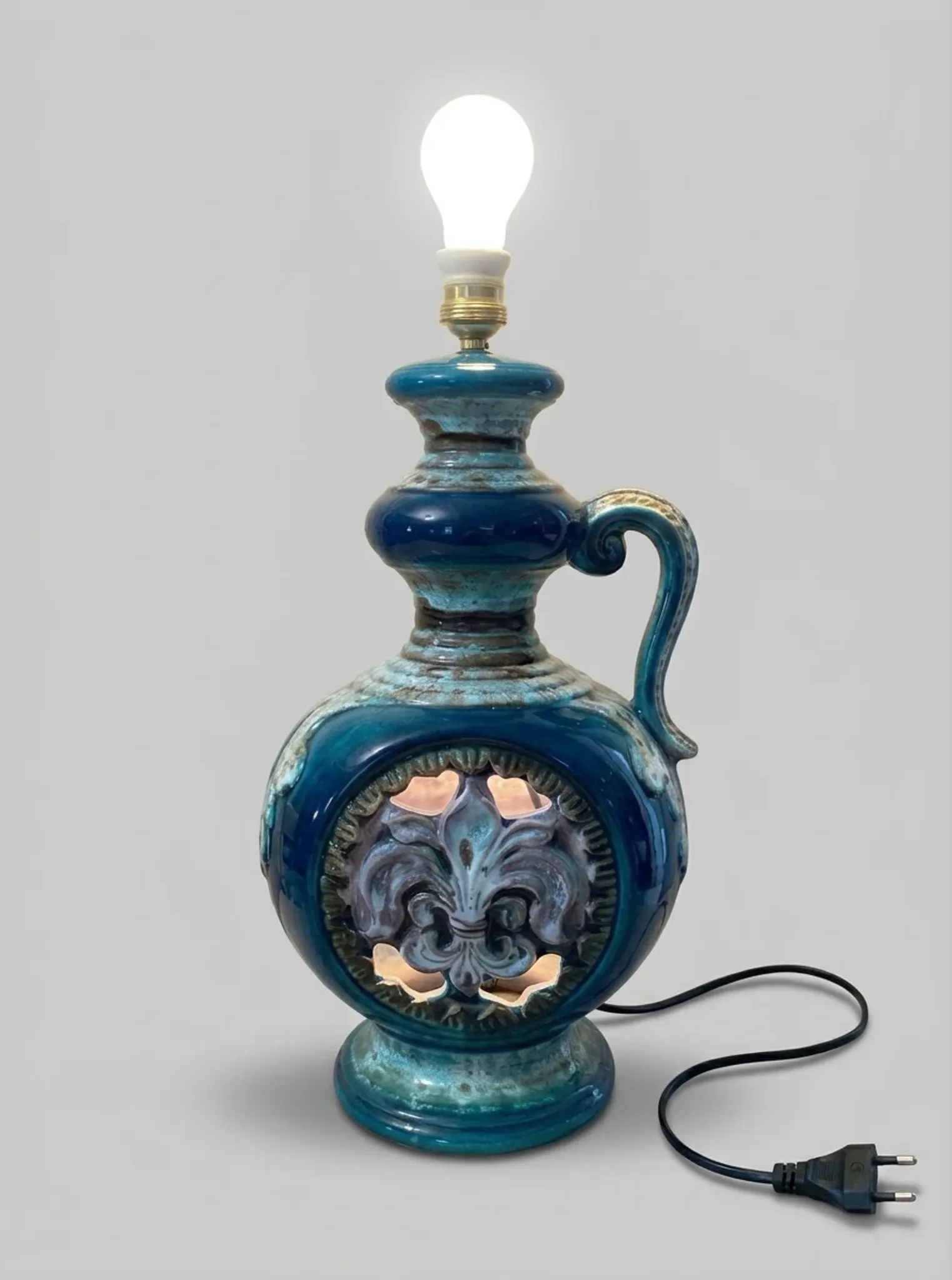 Vintage Glazed Ceramic Artistic Lamp (1960s/1970s)