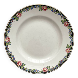 Low compotier with black floral frieze Digoin and Sarreguemines vintage