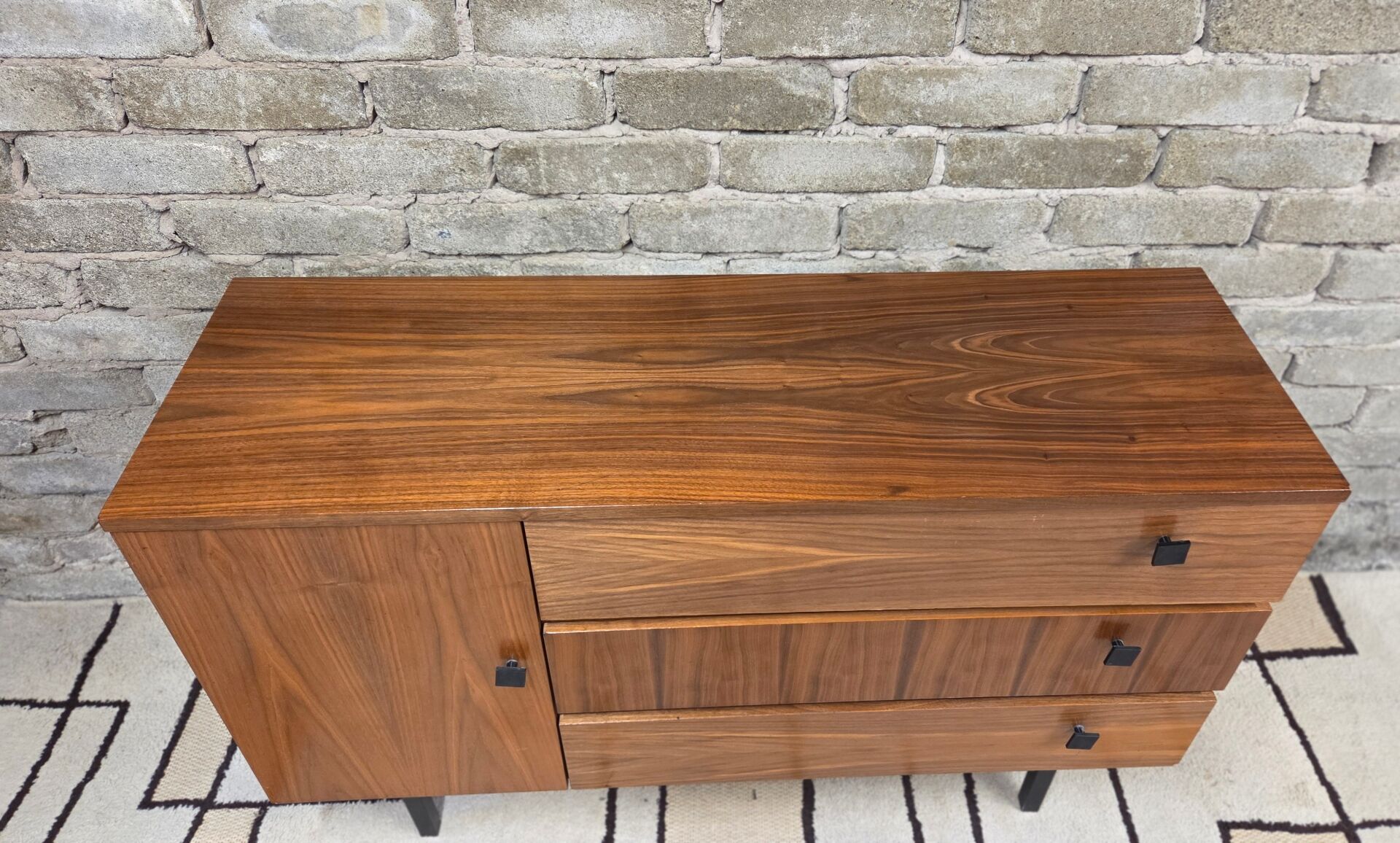 Vintage walnut shoe cabinet – 1960s modernist design