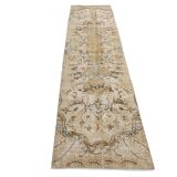 2x10 Beige Brown Floral Turkish Runner Rug, 73x302Cm SK 7009