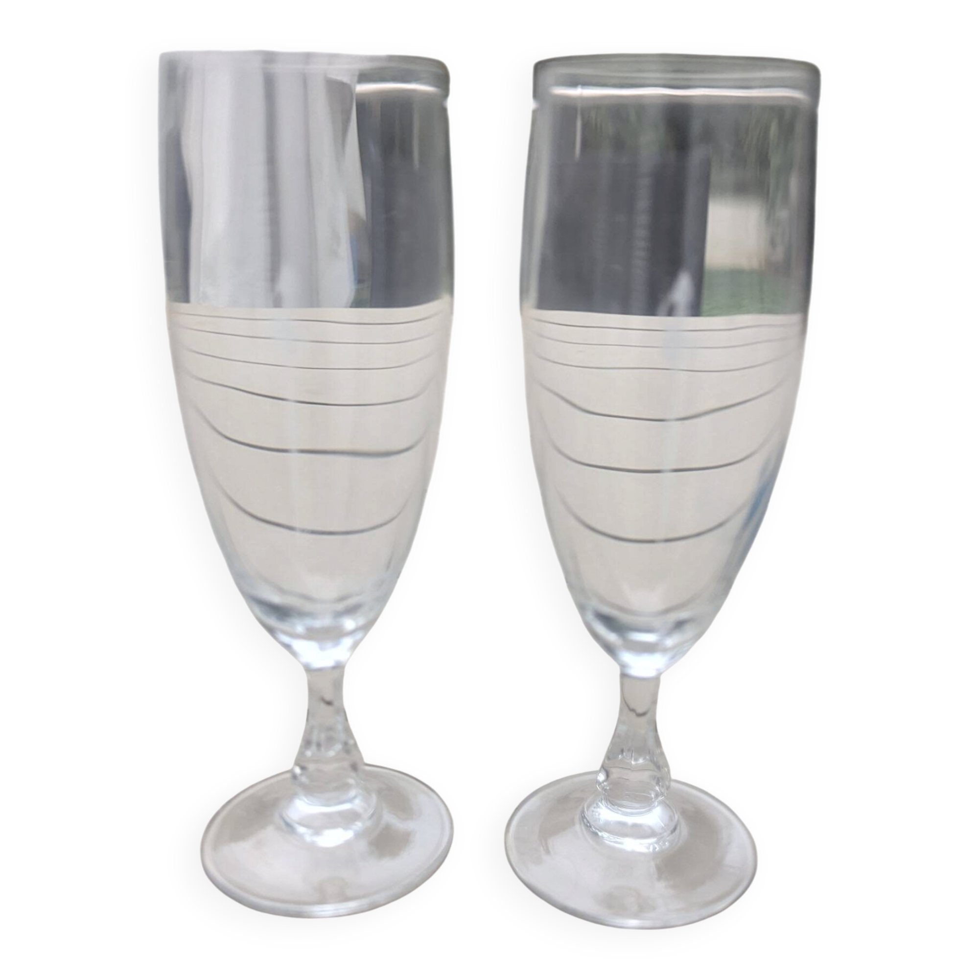 Lot de 2 flûtes à champagne / verres à dégustation gravés