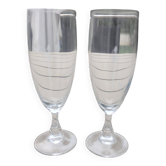 Set of 2 champagne flutes / engraved tasting glasses