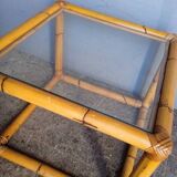 Square rattan end coffee table ep 1970