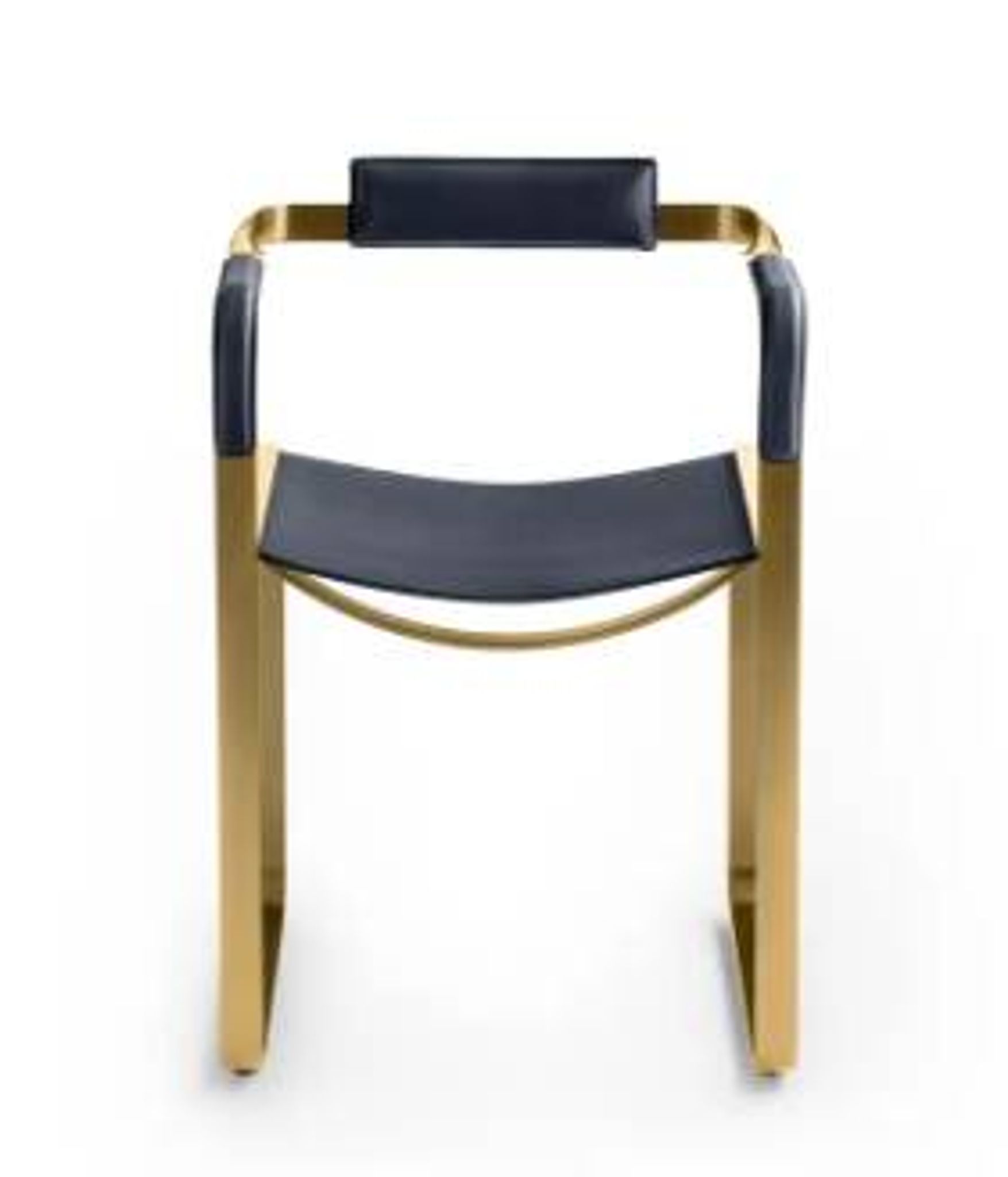Armchair, Aged Brass Steel and Natural Tobacco Saddle Leather, Contemporary Style