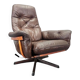 Midcentury Swivel Leather and Wood Armchair Göte Möbler Nässjö, Sweden, 1960s