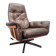 Midcentury Swivel Leather and Wood Armchair Göte Möbler Nässjö, Sweden, 1960s