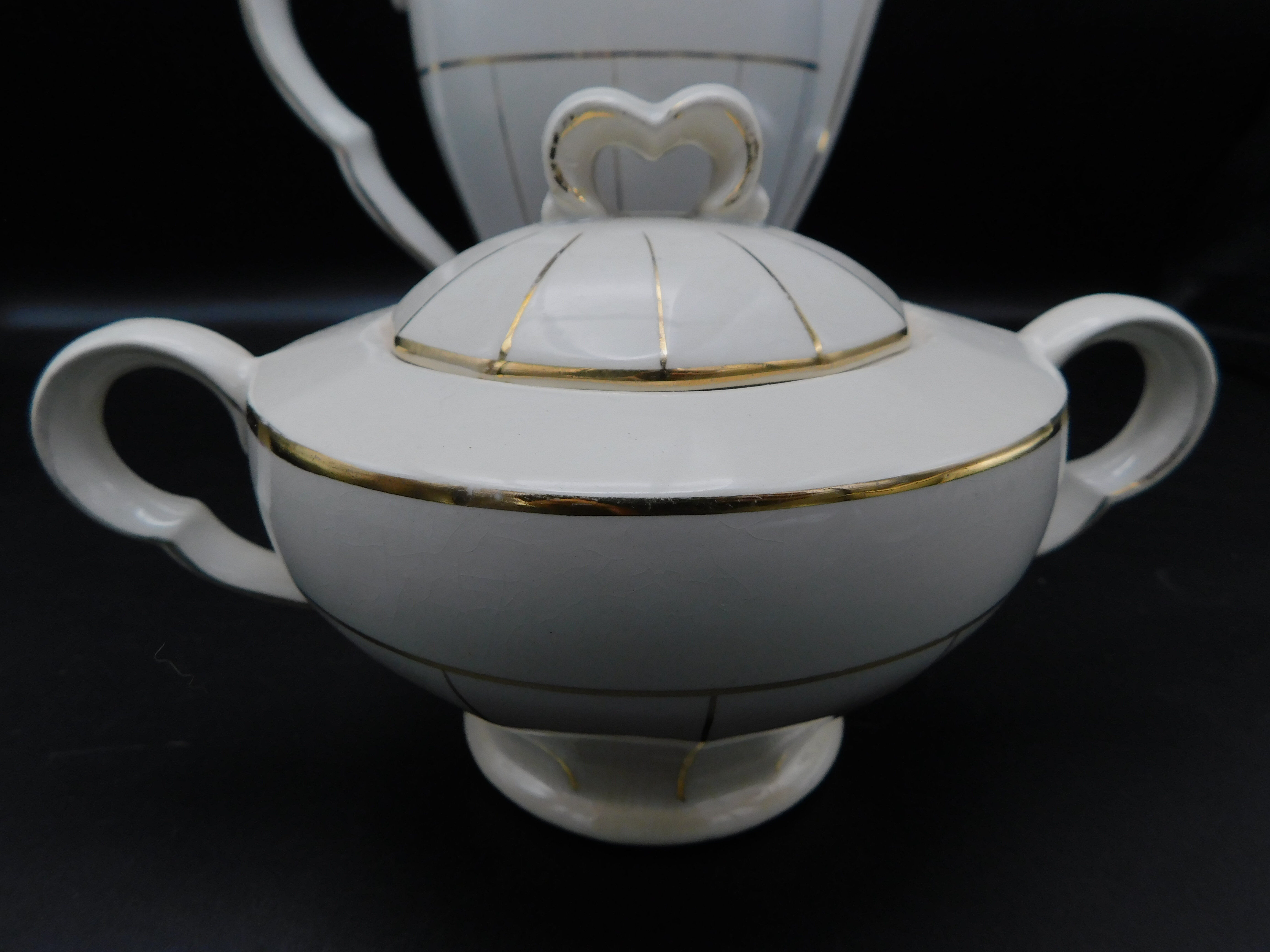 Céranord pourer, creamer and sugar bowl