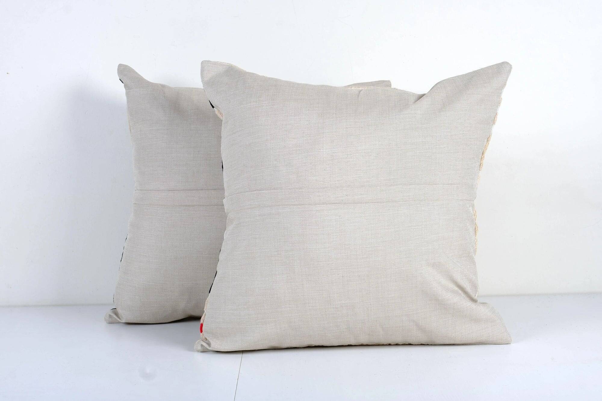 Set of 2 vintage embroidered cushion covers 53x53 cm