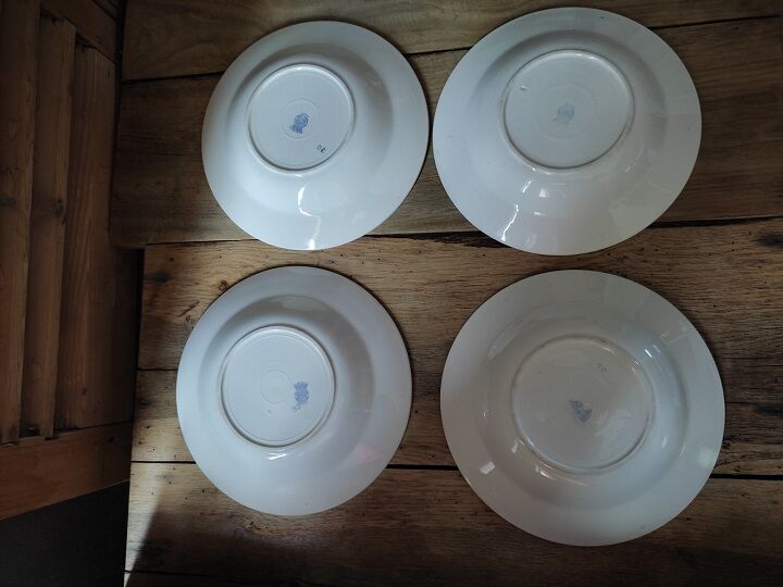 Hollow plates Lunéville Florale Porcelaine ancienne Lot of 4