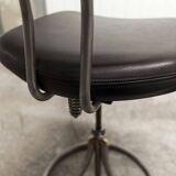 Pair of French Army telegraph operator's swivel chairs, new leather
