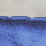 1920 Art Deco Blue Velvet Armchair, Solid Beech Wood, France