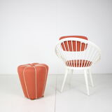 Chaise avec pouf années 1950