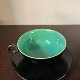 Set of 6 1960s coloured cups st clement faience with their saucers